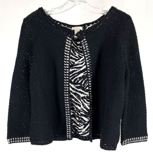 Chicos  Black Zebra Cardigan Sweater Women's XL - Picture 1 of 9